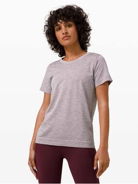 Lululemon Swiftly Breathe Short Sleeve Top Dapple Dot Slate Fuschia Multi 10